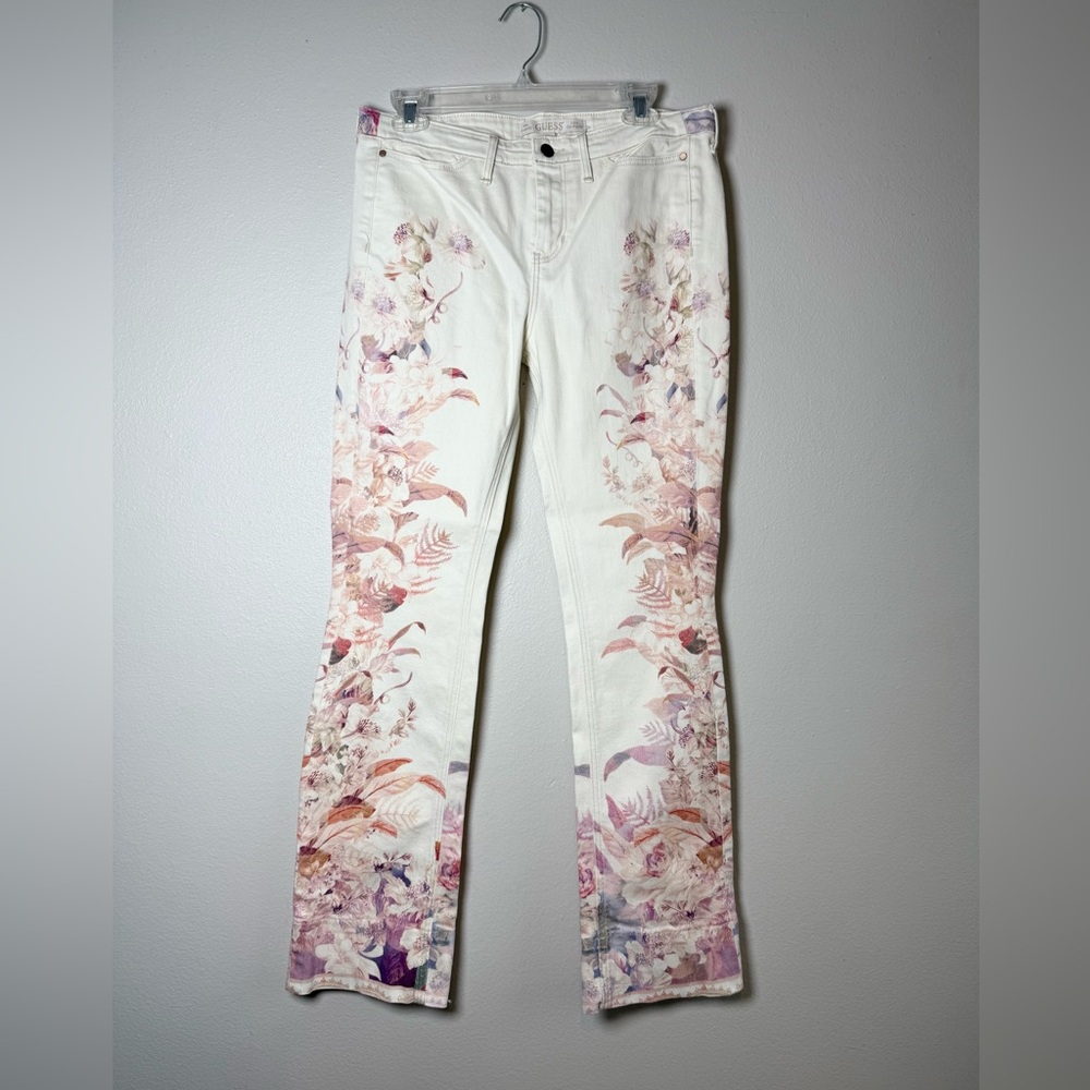 Guess White Floral Print Women's Jeans